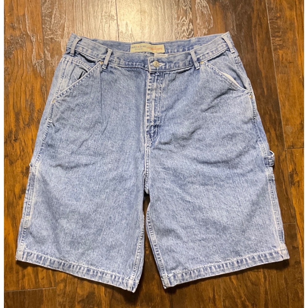 Faded Glory Mens Vintage Y2K Carpenter Denim Shorts Blue Size 36 Baggy